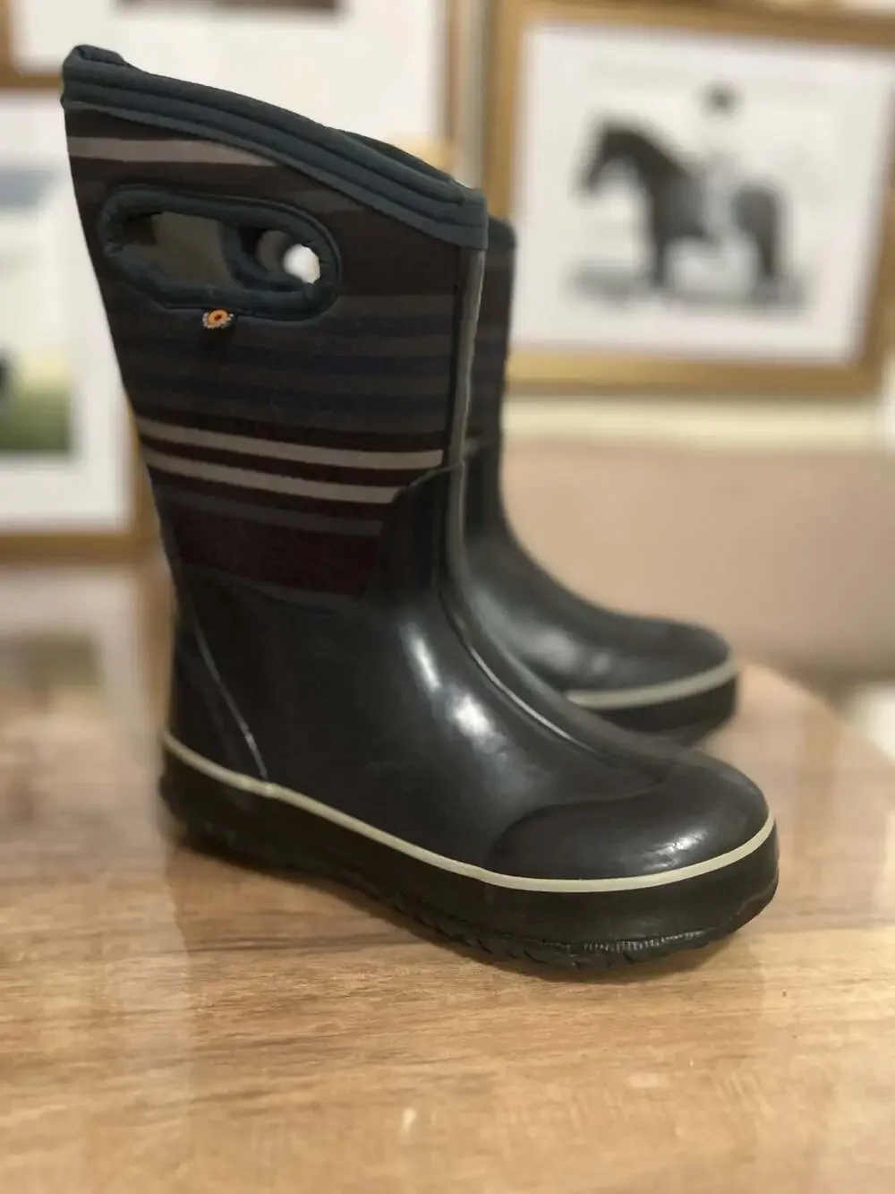 Bogs Kids Classic Varied Stripe Waterproof Insulated Boots Size 8 Youth